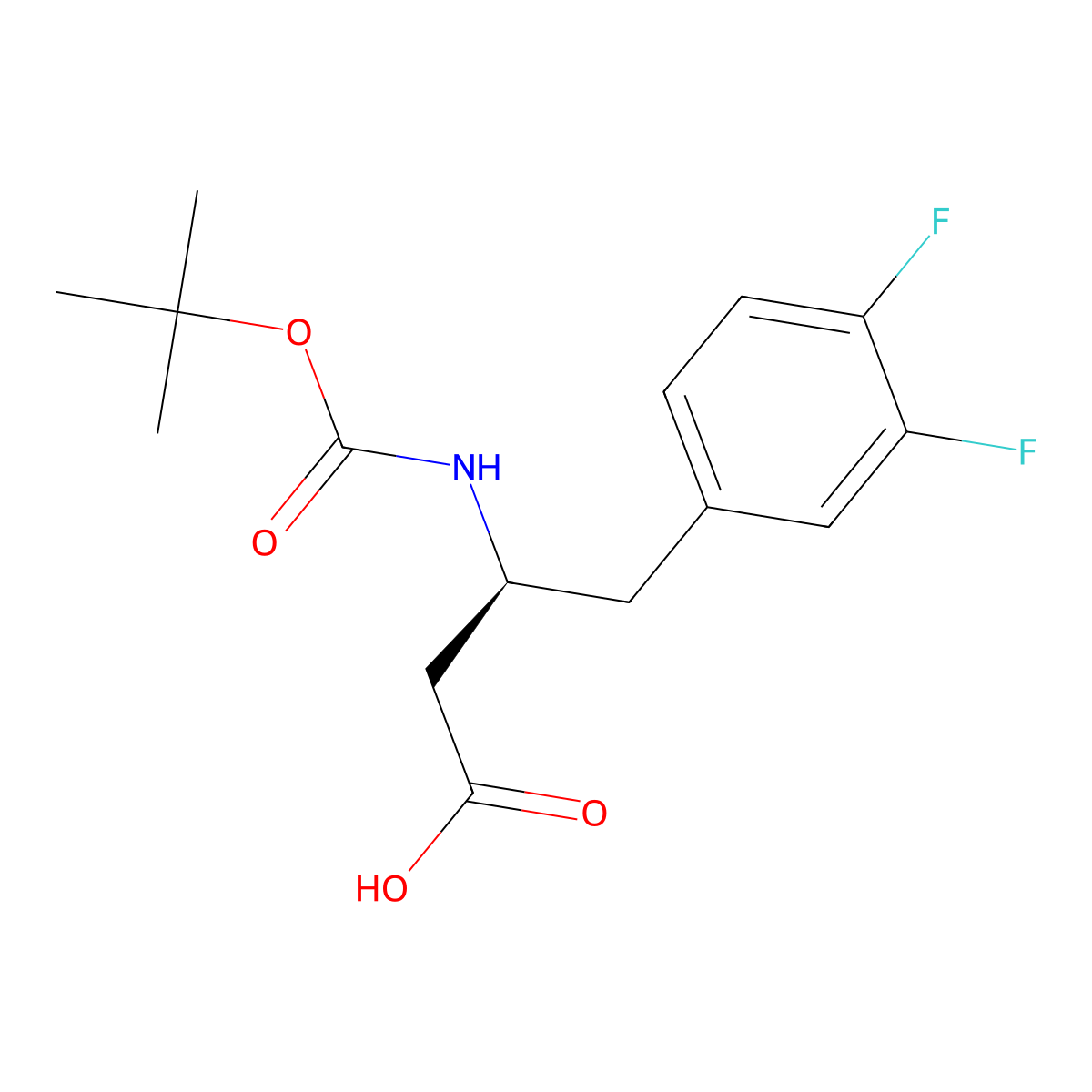 (S)-3-((tert-butoxycarbonyl)amino)-4-(3,4-difluorophenyl)butanoic acid molecular structure, CAS 270063-54-2