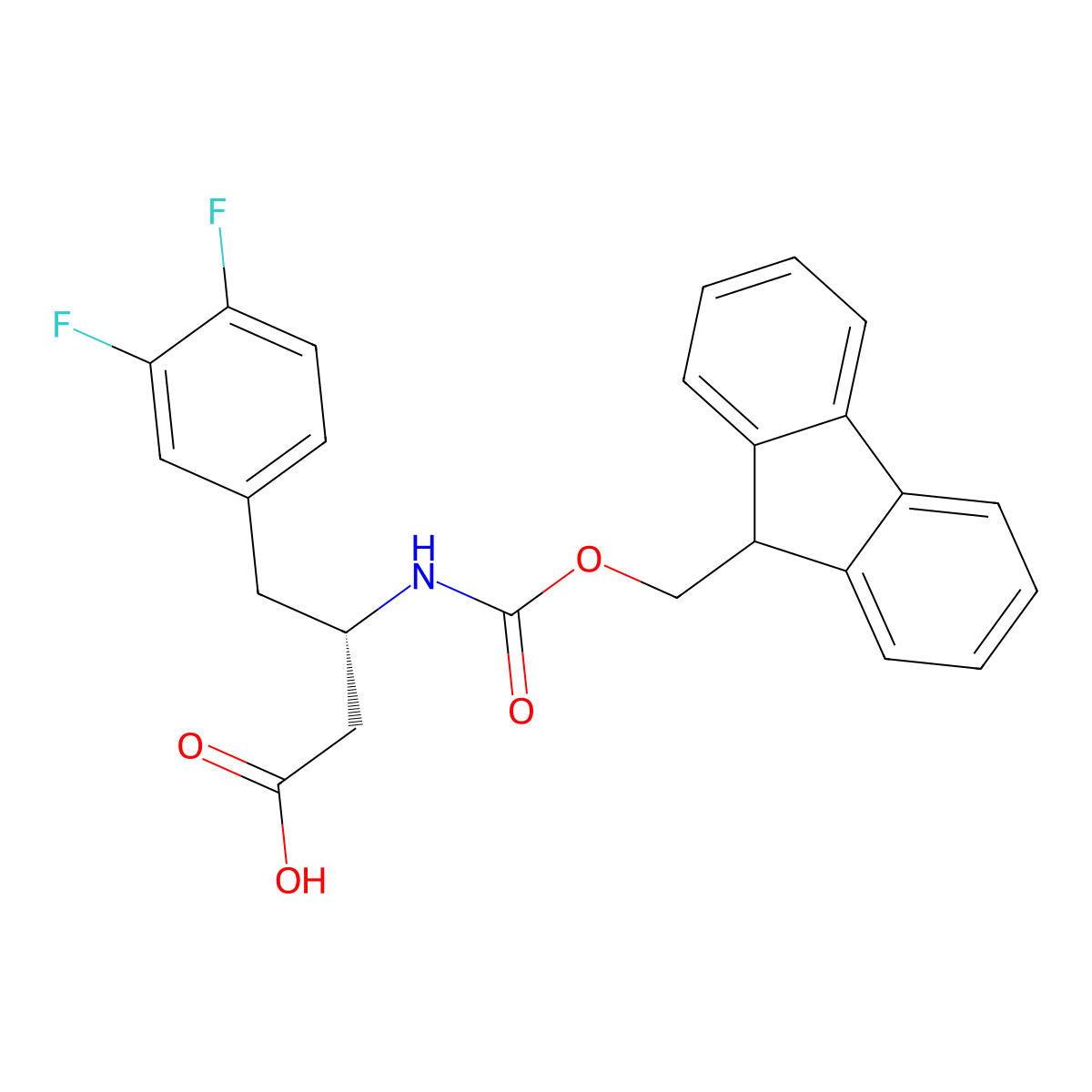 (S)-3-((((9H-fluoren-9-yl)methoxy)carbonyl)amino)-4-(3,4-difluorophenyl)butanoic acid molecular structure, CAS 270063-55-3