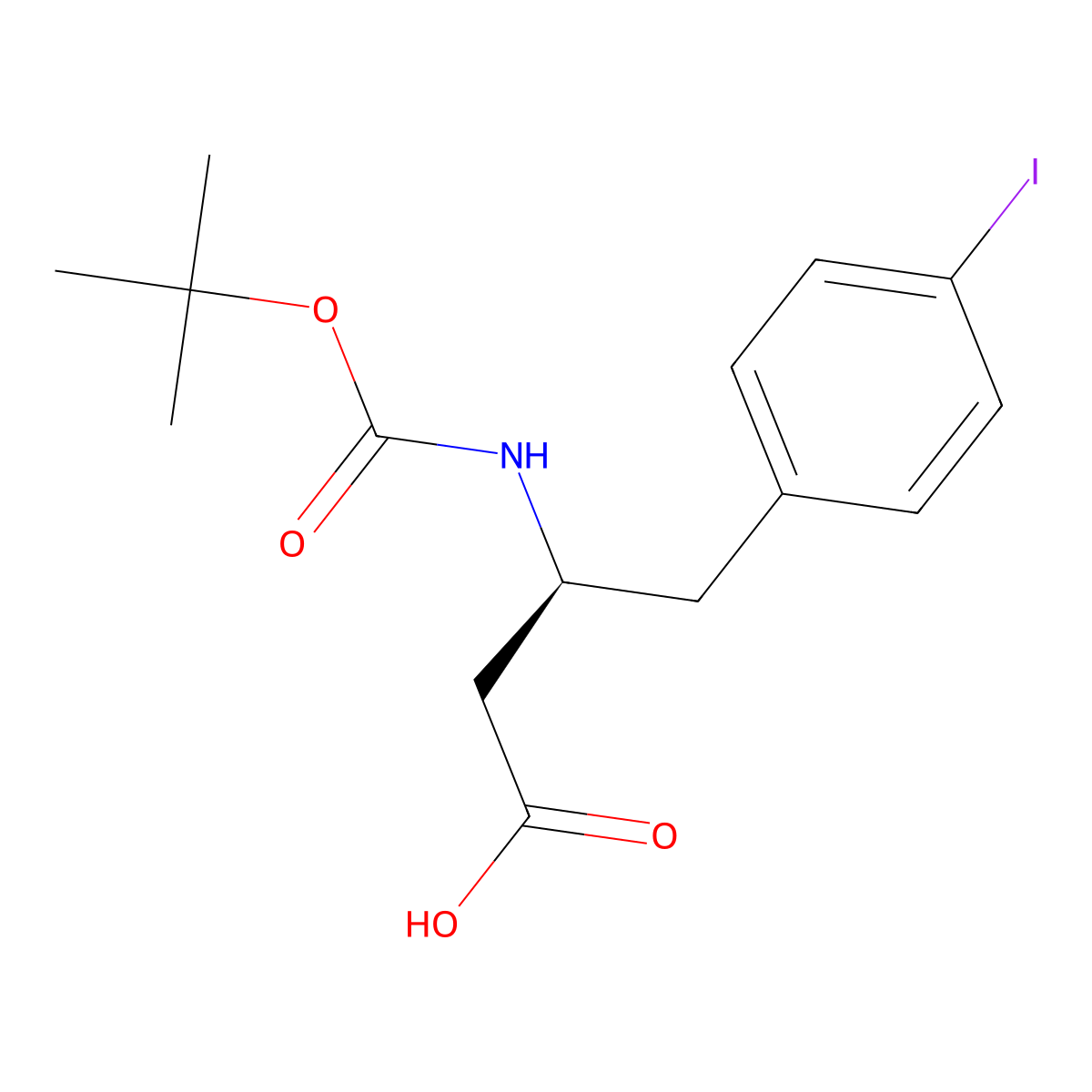 (S)-3-((tert-butoxycarbonyl)amino)-4-(4-iodophenyl)butanoic acid molecular structure, CAS 270065-71-9