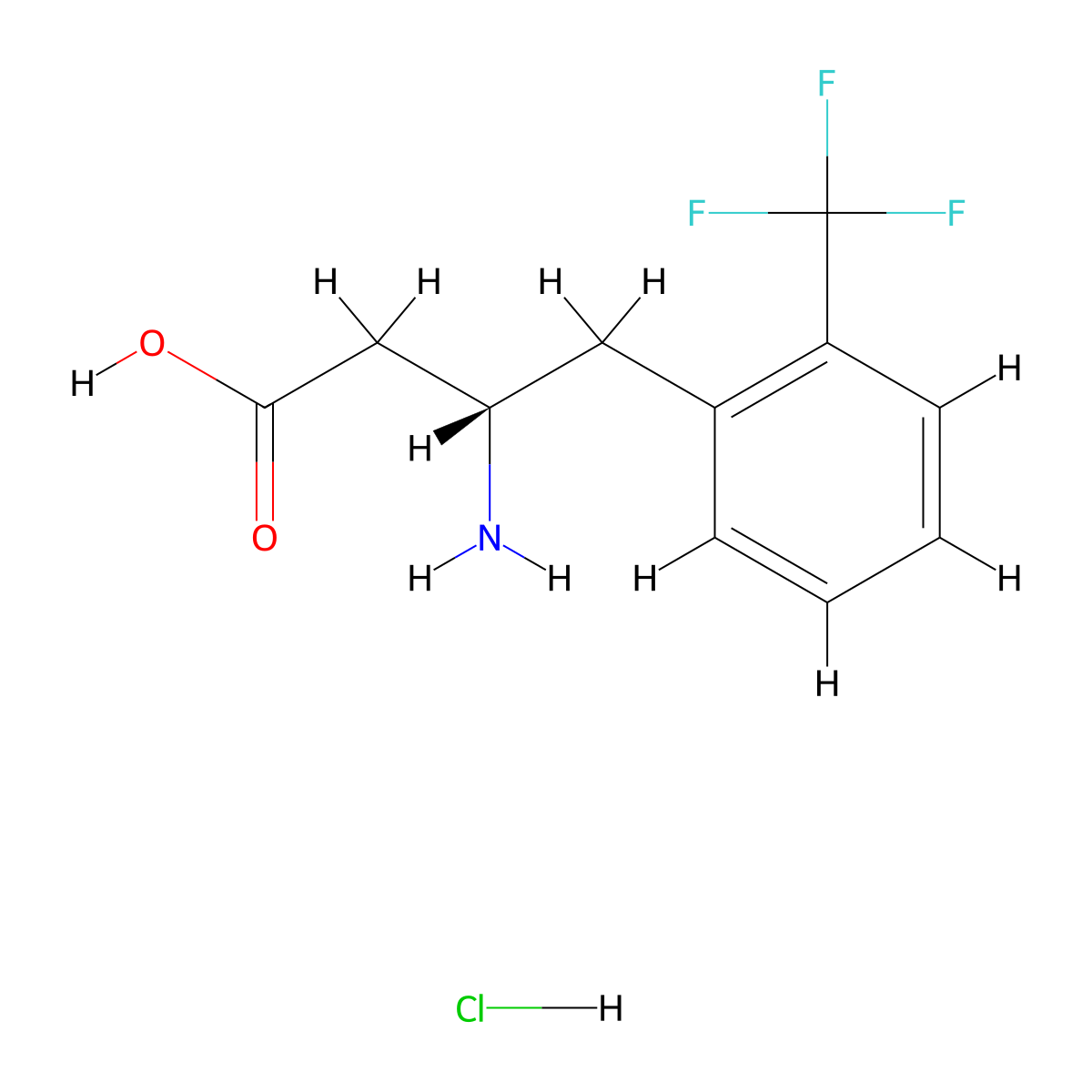 (S)-3-Amino-4-(2-(trifluoromethyl)phenyl)butanoic acid hydrochloride molecular structure, CAS 270065-73-1