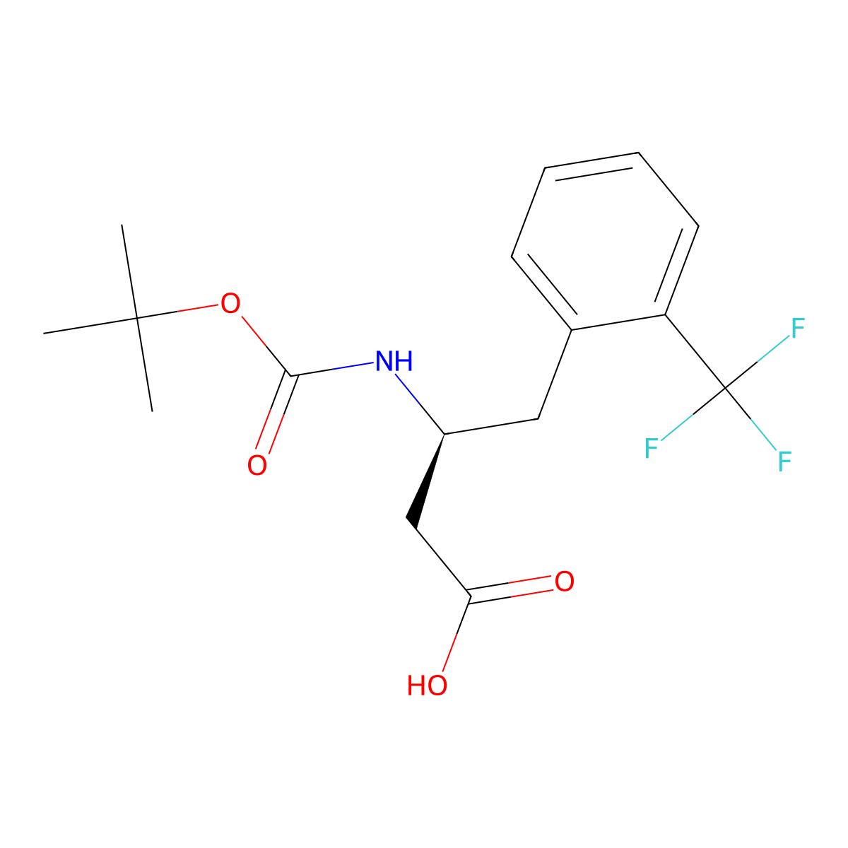 (S)-3-((tert-butoxycarbonyl)amino)-4-(2-(trifluoromethyl)phenyl)butanoic acid molecular structure, CAS 270065-74-2
