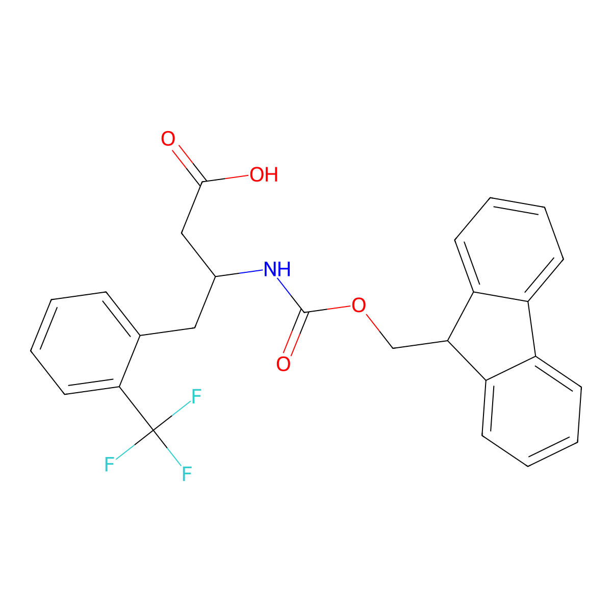 (S)-3-((((9H-Fluoren-9-yl)methoxy)carbonyl)amino)-4-(2-(trifluoromethyl)phenyl)butanoic acid molecular structure, CAS 270065-75-3