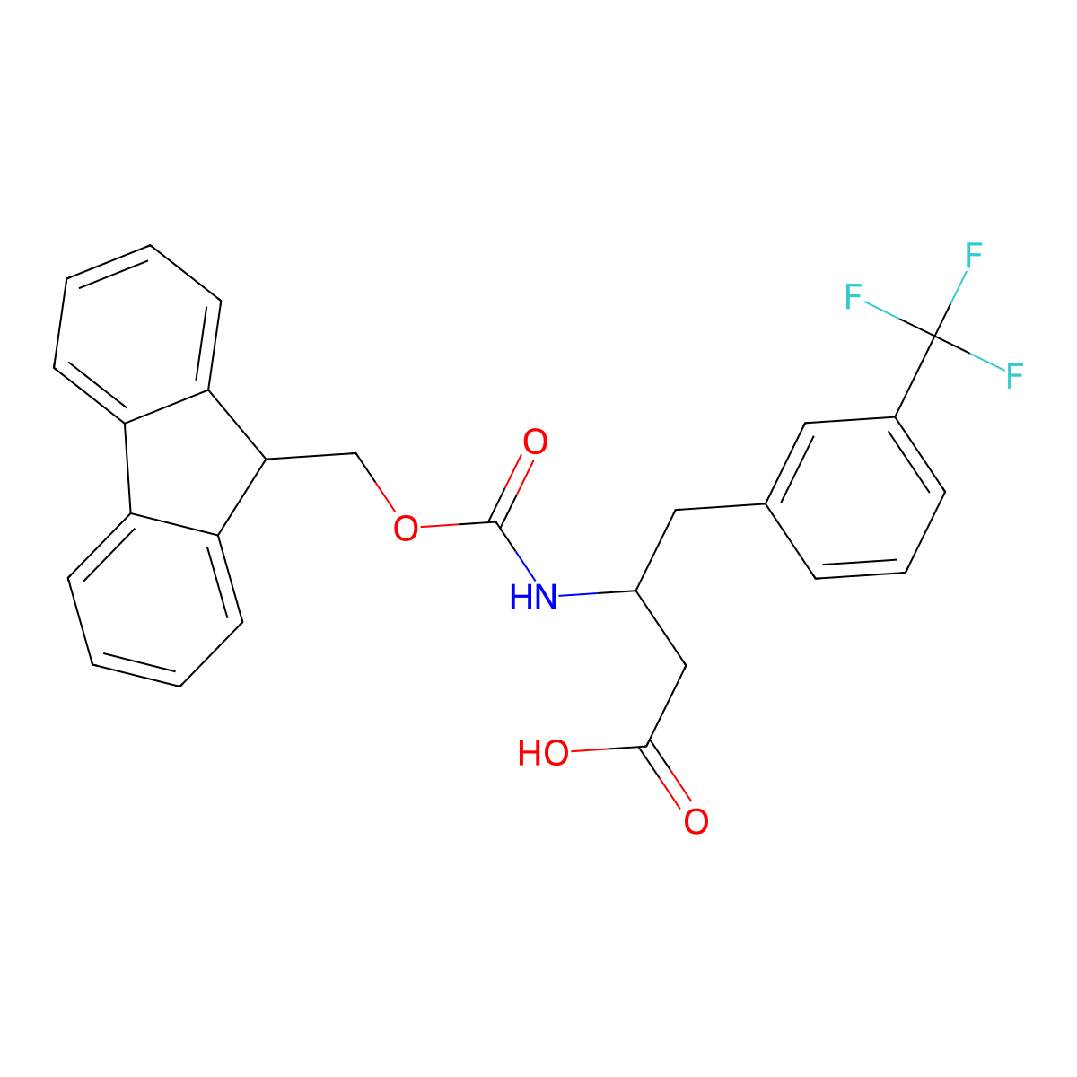 (S)-3-((((9H-fluoren-9-yl)methoxy)carbonyl)amino)-4-(3-(trifluoromethyl)phenyl)butanoic acid molecular structure, CAS 270065-78-6