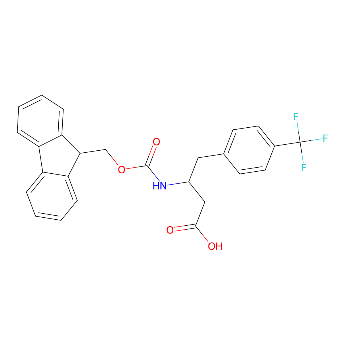 (S)-3-((((9H-Fluoren-9-yl)methoxy)carbonyl)amino)-4-(4-(trifluoromethyl)phenyl)butanoic acid molecular structure, CAS 270065-81-1