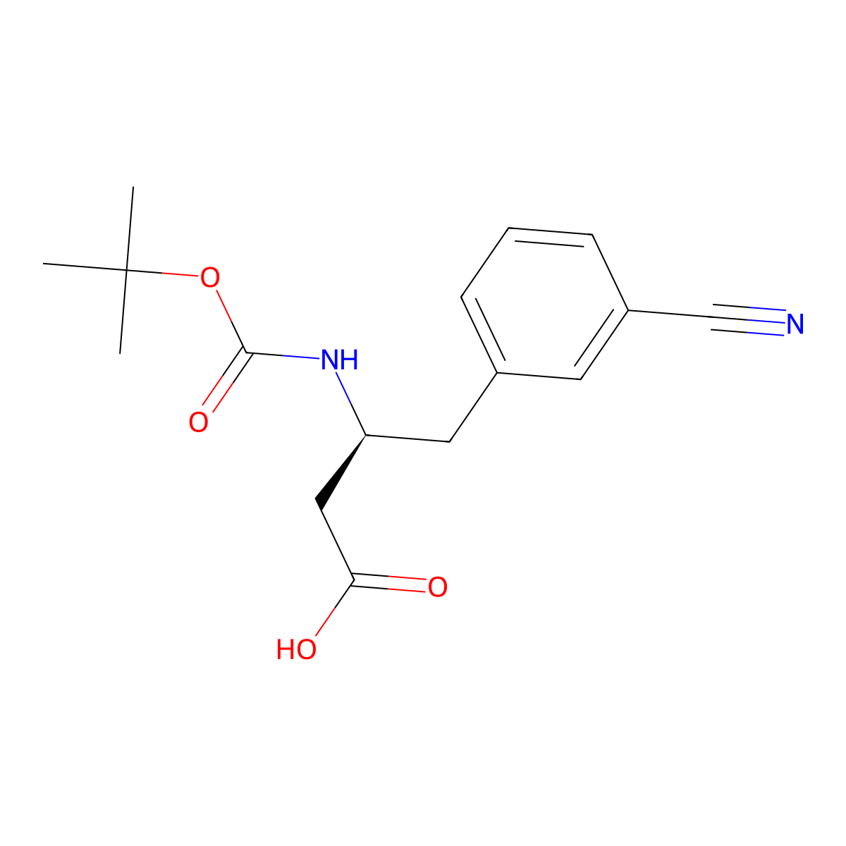 (3S)-3-(((tert-butoxy)carbonyl)amino)-4-(3-cyanophenyl)butanoic acid molecular structure, CAS 270065-86-6