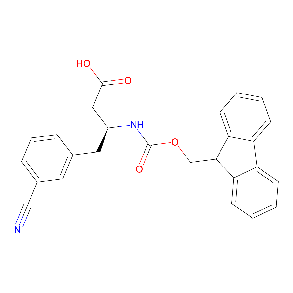 (S)-3-((((9H-Fluoren-9-yl)methoxy)carbonyl)amino)-4-(3-cyanophenyl)butanoic acid molecular structure, CAS 270065-87-7