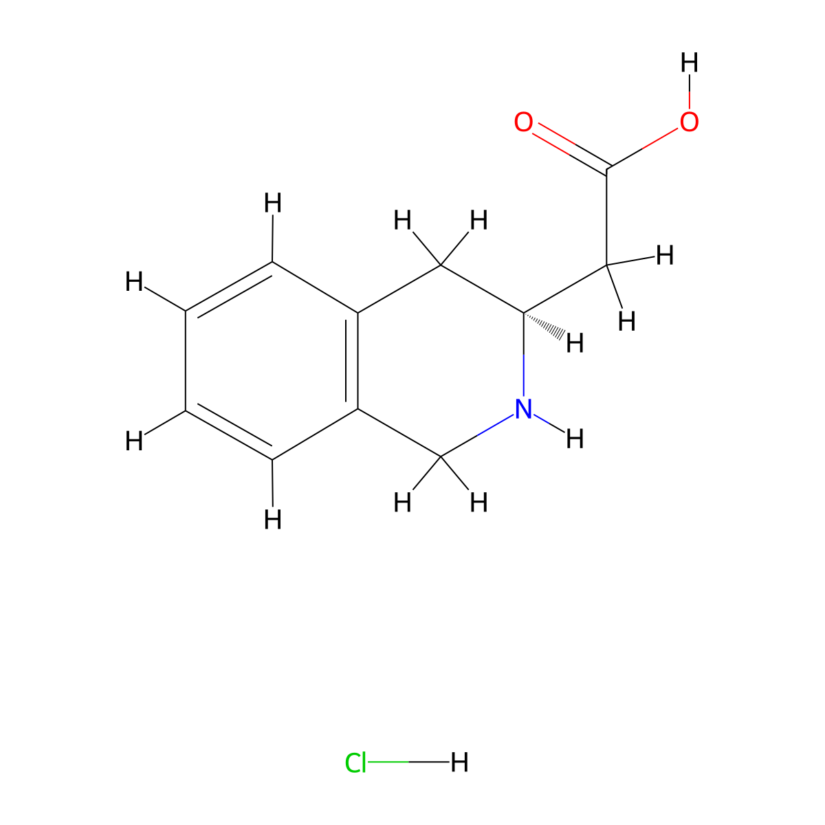 2-[(3S)-1,2,3,4-tetrahydroisoquinolin-3-yl]acetic acid hydrochloride molecular structure, CAS 270082-22-9