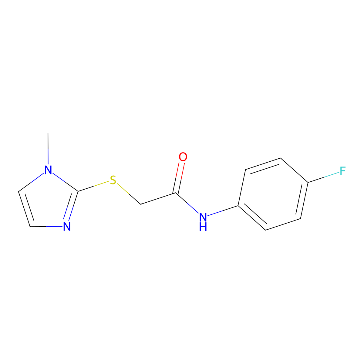 N-(4-fluorophenyl)-2-[(1-methyl-1H-imidazol-2-yl)sulfanyl]acetamide molecular structure, CAS 270086-74-3
