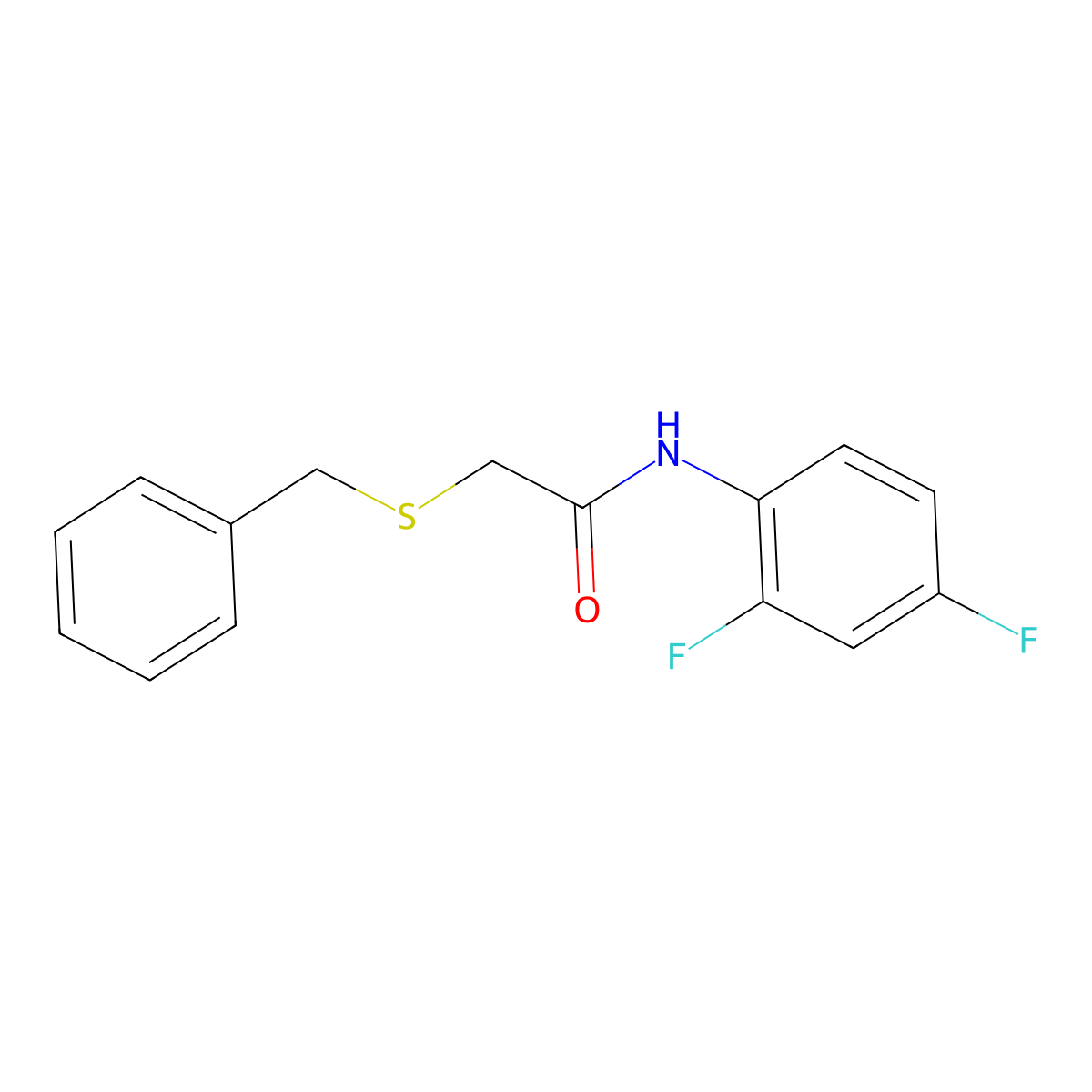 2-benzylsulfanyl-N-(2,4-difluorophenyl)acetamide molecular structure, CAS 270086-87-8