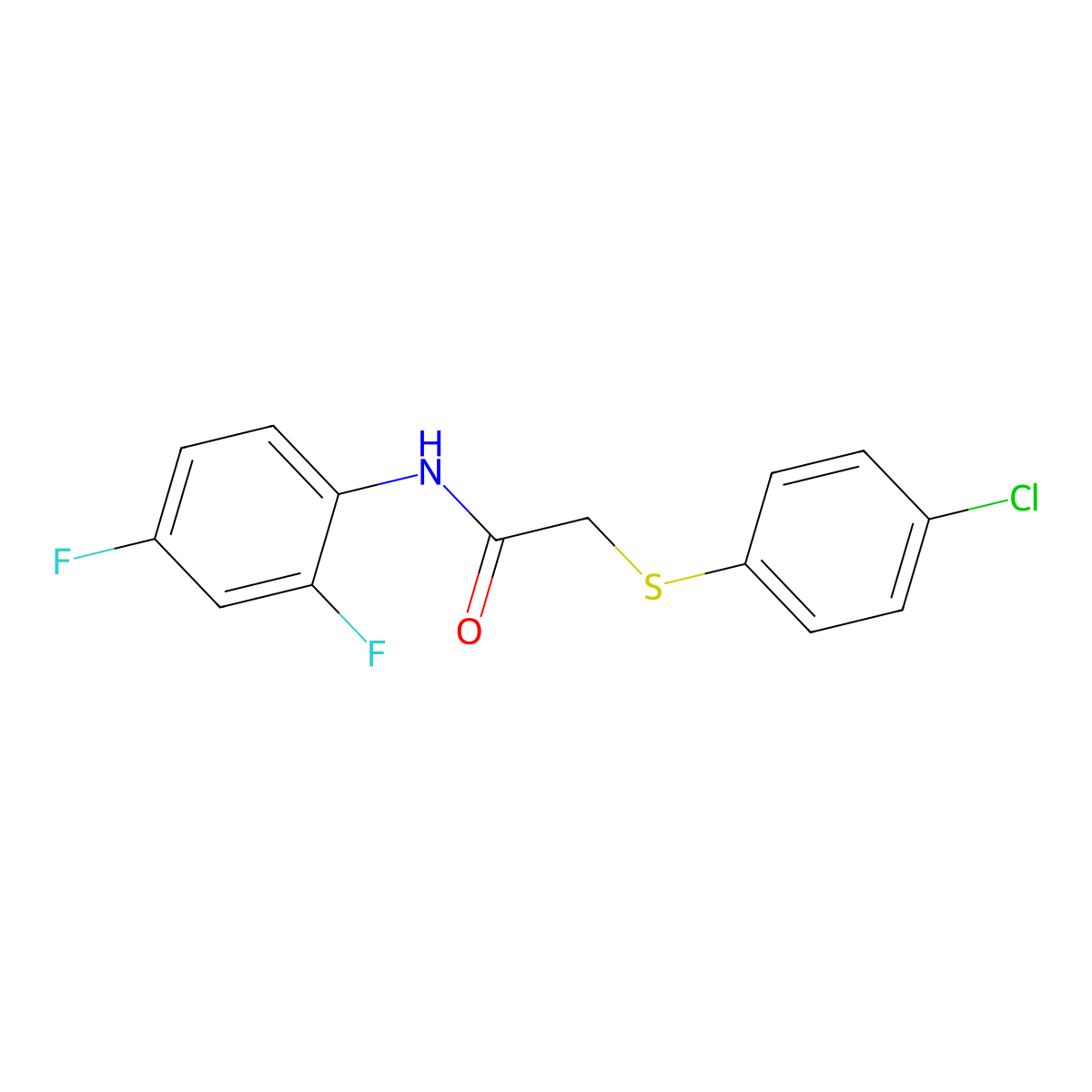 2-(4-chlorophenyl)sulfanyl-N-(2,4-difluorophenyl)acetamide molecular structure, CAS 270086-95-8