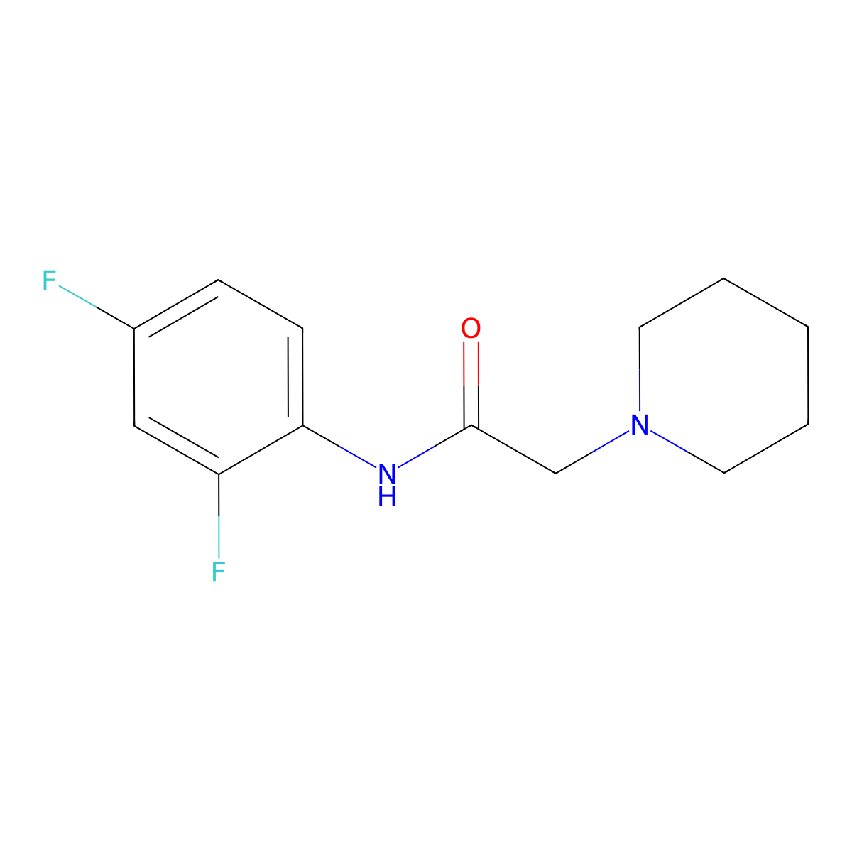 N-(2,4-difluorophenyl)-2-(piperidin-1-yl)acetamide molecular structure, CAS 270086-97-0