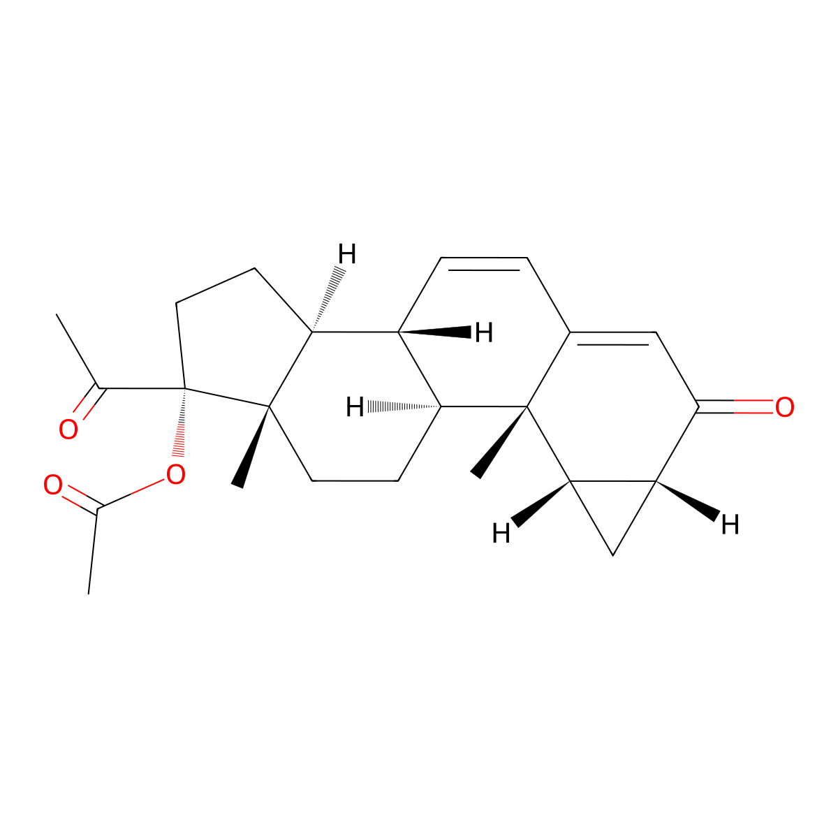 (1beta,2beta)-17-(Acetyloxy)-1,2-dihydro-3'H-cyclopropa[1,2]pregna-1,4,6-triene-3,20-dione molecular structure, CAS 2701-50-0