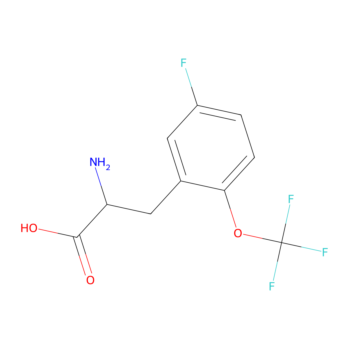 2-Amino-3-(5-fluoro-2-(trifluoromethoxy)phenyl)propanoic acid molecular structure, CAS 2701109-58-0