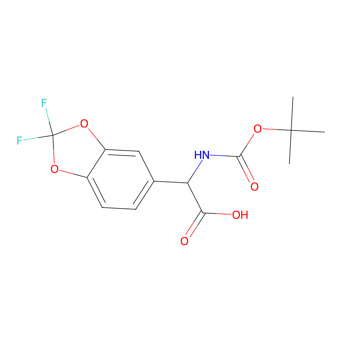 2-((Tert-butoxycarbonyl)amino)-2-(2,2-difluorobenzo[D][1,3]dioxol-5-YL)acetic acid molecular structure, CAS 2701286-17-9
