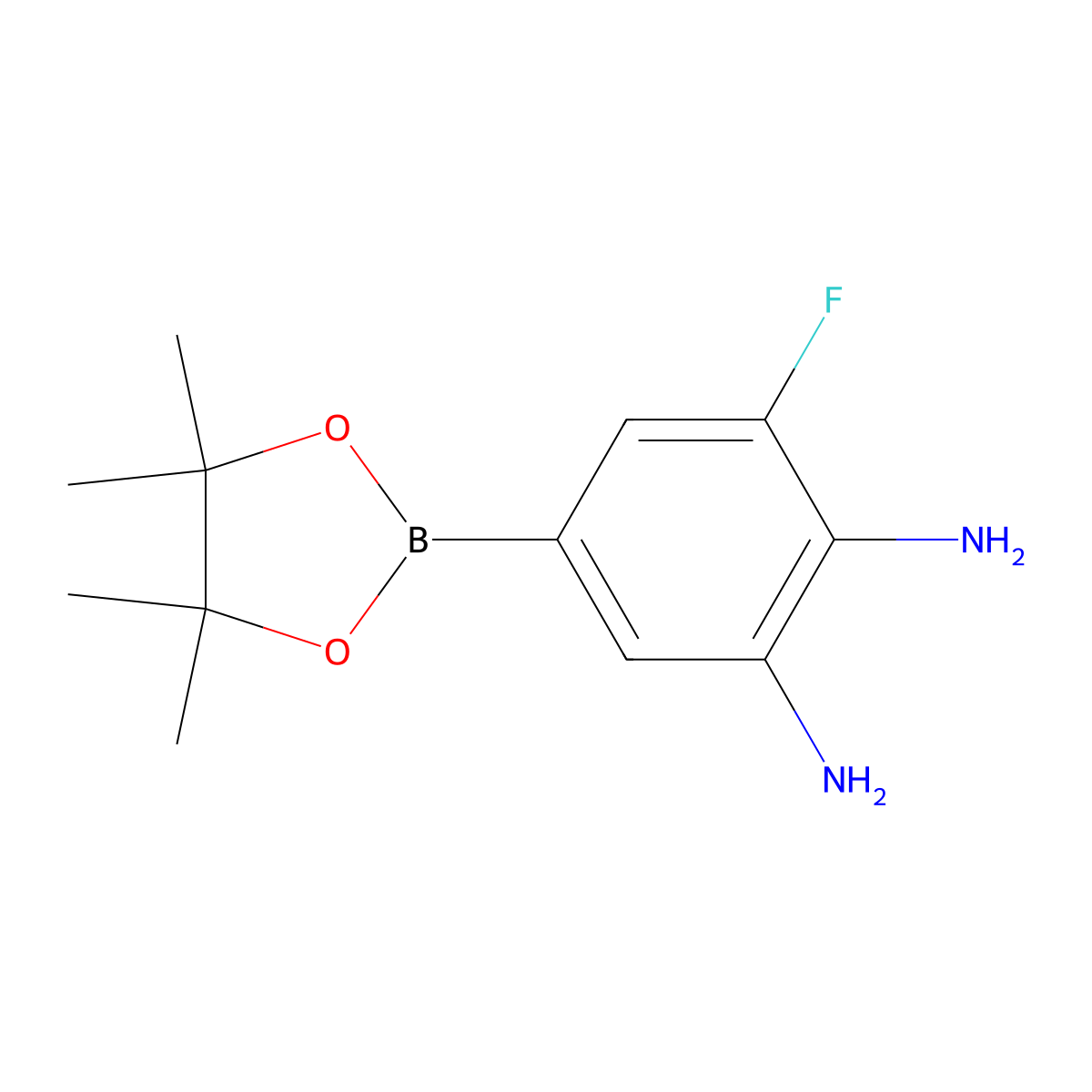 3-Fluoro-5-(tetramethyl-1,3,2-dioxaborolan-2-yl)benzene-1,2-diamine molecular structure, CAS 2701543-67-9