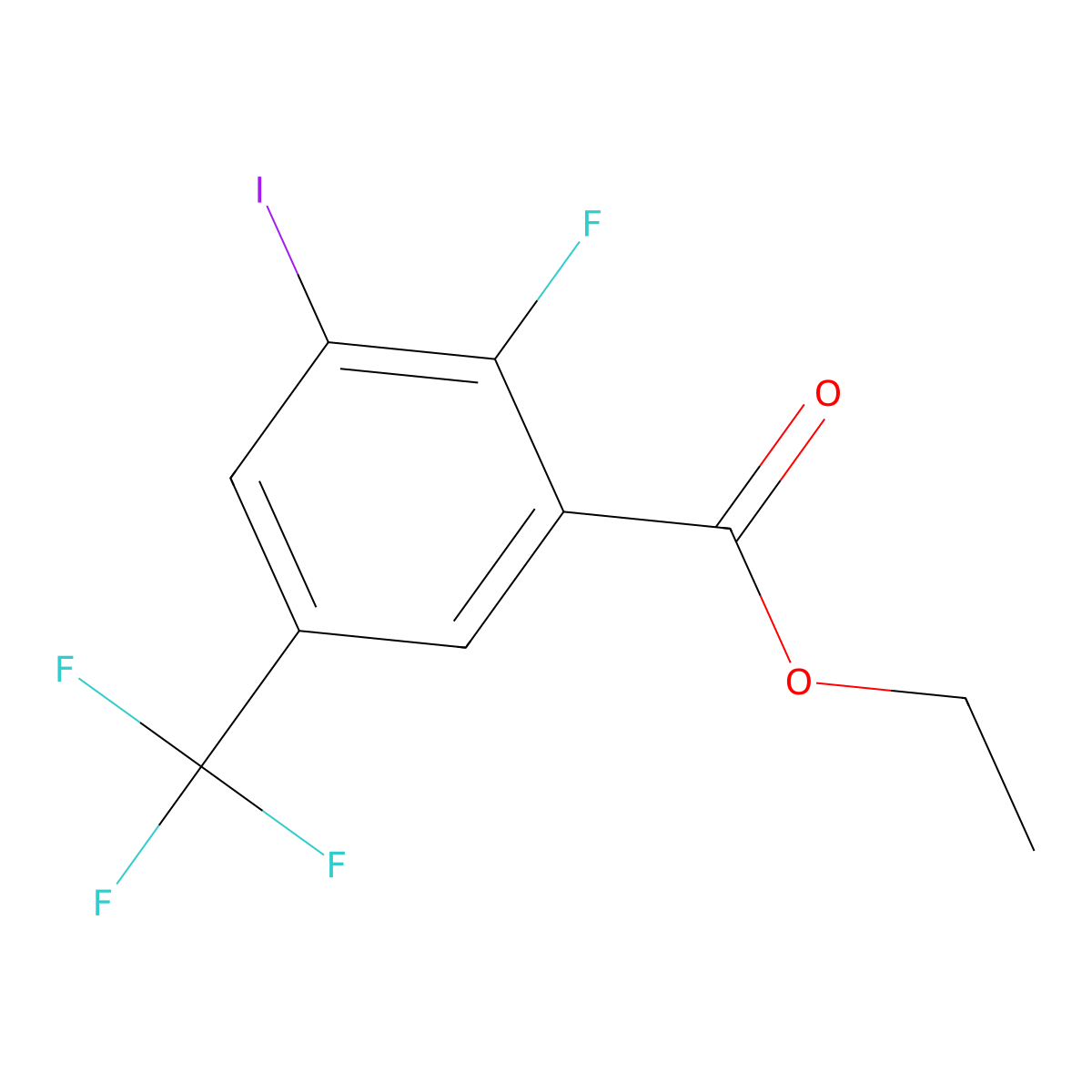 Ethyl 2-fluoro-3-iodo-5-(trifluoromethyl)benzoate molecular structure, CAS 2701575-14-4