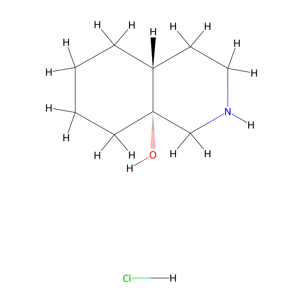 rac-(4aR,8aR)-decahydroisoquinolin-8a-ol hydrochloride molecular structure, CAS 2701597-13-7
