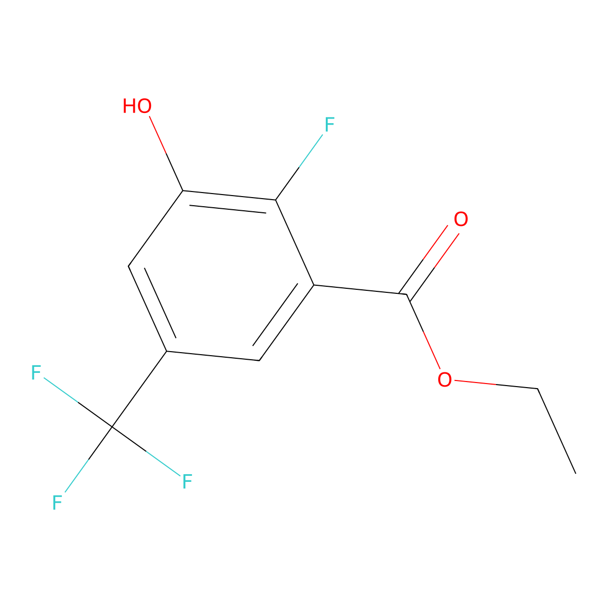 Ethyl 2-fluoro-3-hydroxy-5-(trifluoromethyl)benzoate molecular structure, CAS 2701608-89-9