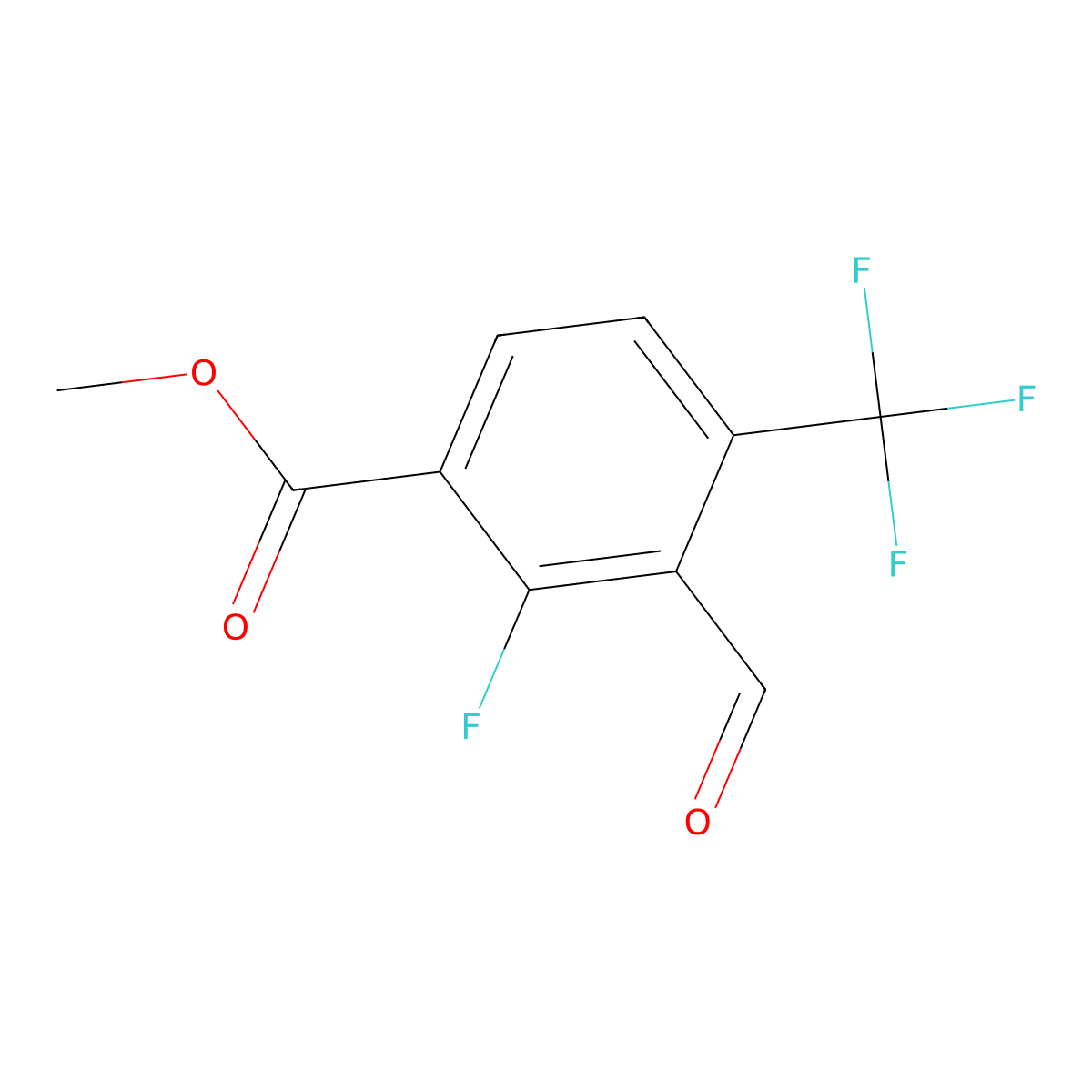 Methyl 2-fluoro-3-formyl-4-(trifluoromethyl)benzoate molecular structure, CAS 2701616-04-6