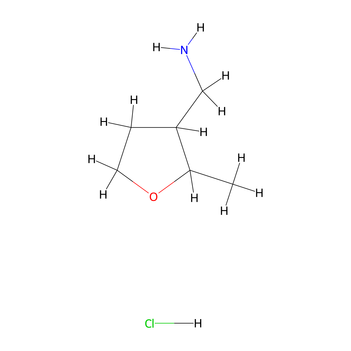 (2-Methyltetrahydrofuran-3-yl)methanamine;hydrochloride molecular structure, CAS 2701862-94-2