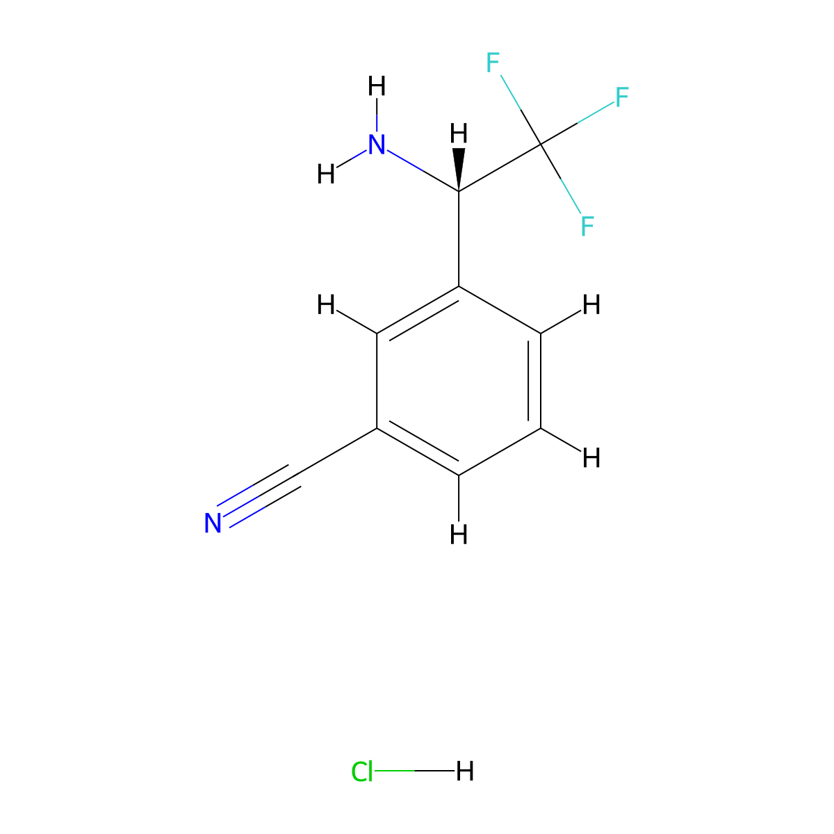3-[(1S)-1-Amino-2,2,2-trifluoroethyl]benzonitrile hydrochloride molecular structure, CAS 2701911-70-6