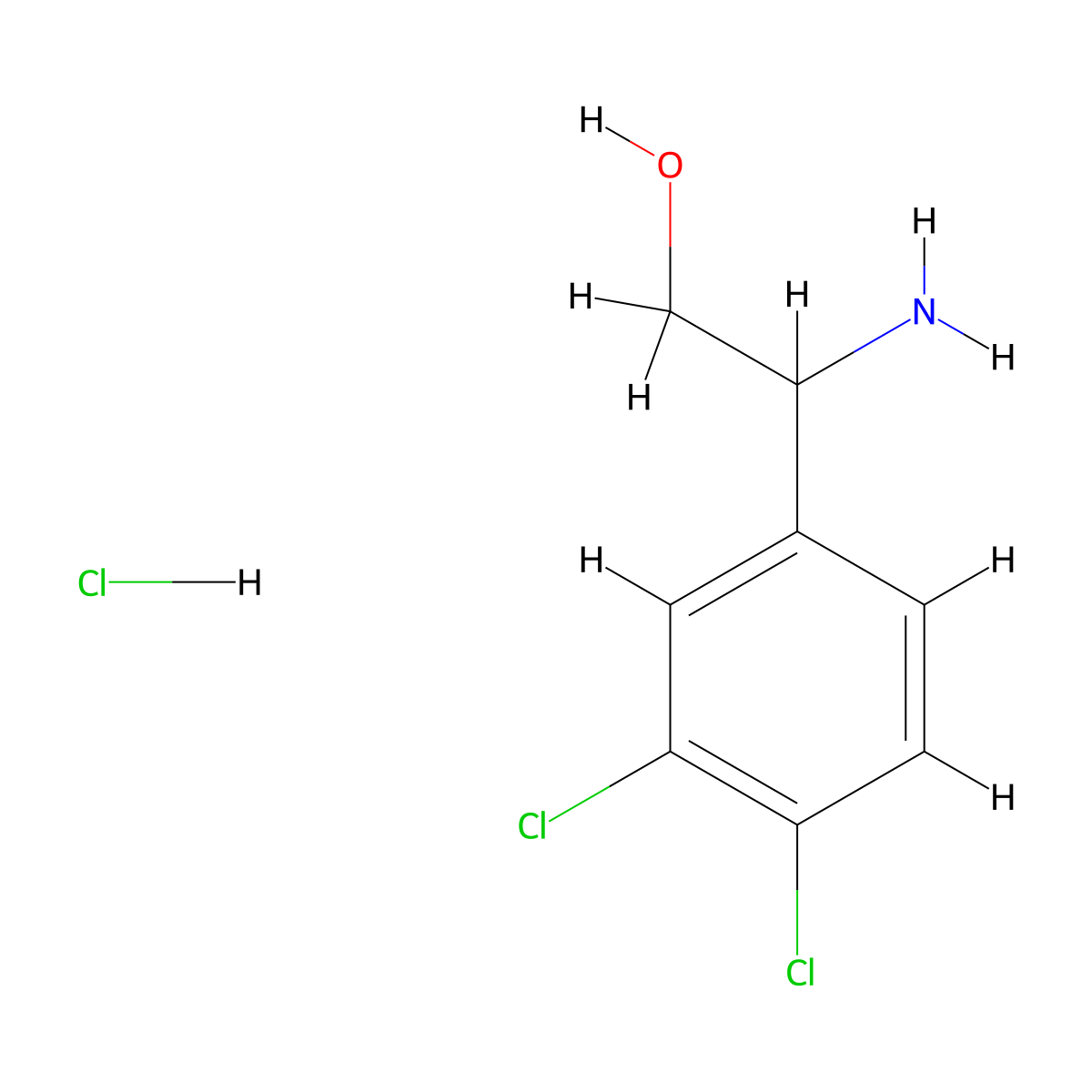 2-Amino-2-(3,4-dichlorophenyl)ethan-1-ol hydrochloride molecular structure, CAS 2701987-84-8