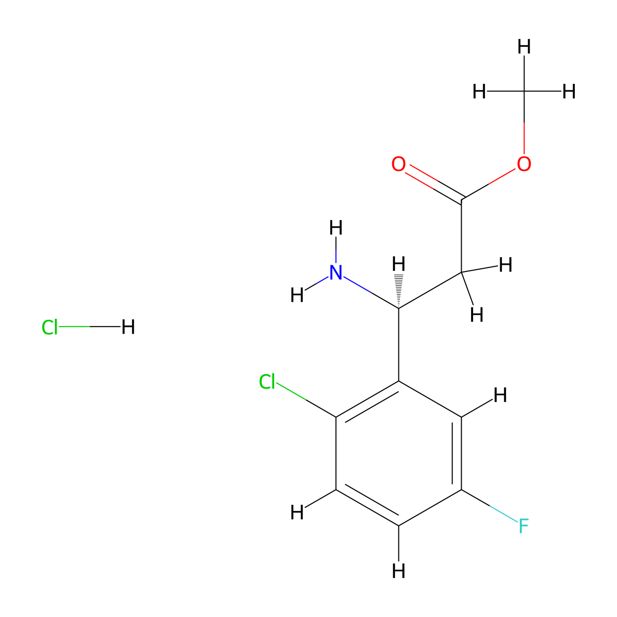 Methyl (3S)-3-amino-3-(2-chloro-5-fluorophenyl)propanoate hydrochloride molecular structure, CAS 2702045-42-7