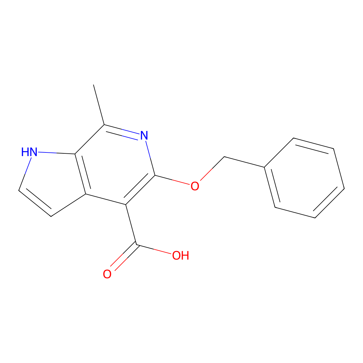 5-benzyloxy-7-methyl-1H-pyrrolo[2,3-c]pyridine-4-carboxylic acid molecular structure, CAS 2702153-65-7