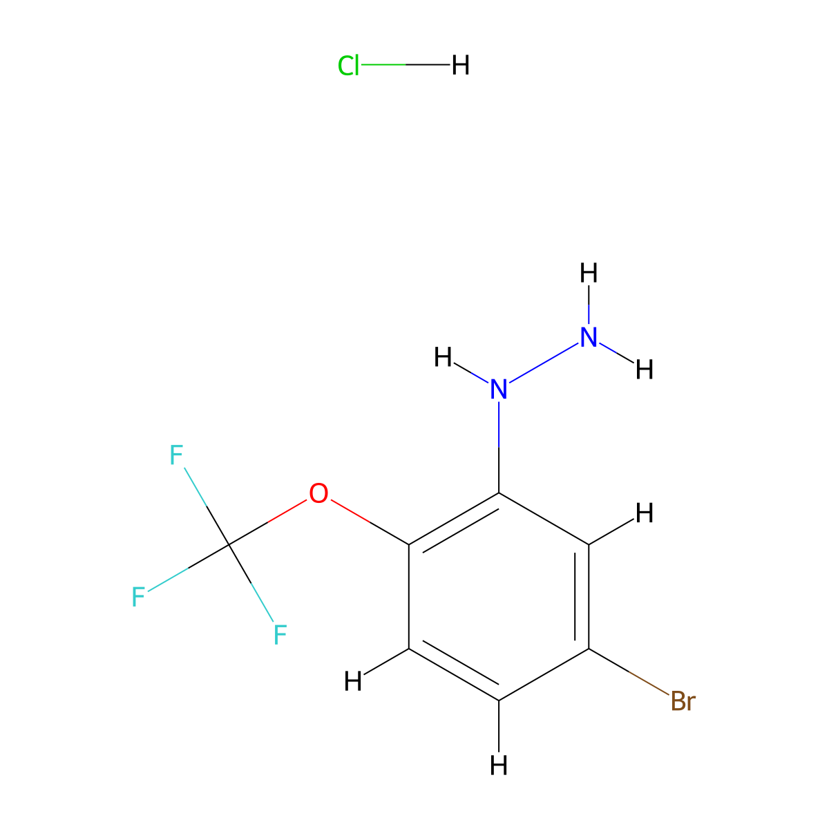 [5-Bromo-2-(trifluoromethoxy)phenyl]hydrazine hydrochloride molecular structure, CAS 2702226-15-9