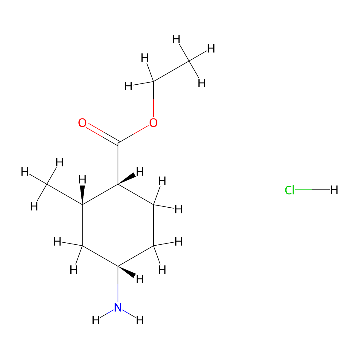 ethyl rel-(1R,2S,4S)-4-amino-2-methyl-cyclohexanecarboxylate;hydrochloride molecular structure, CAS 2702323-46-2