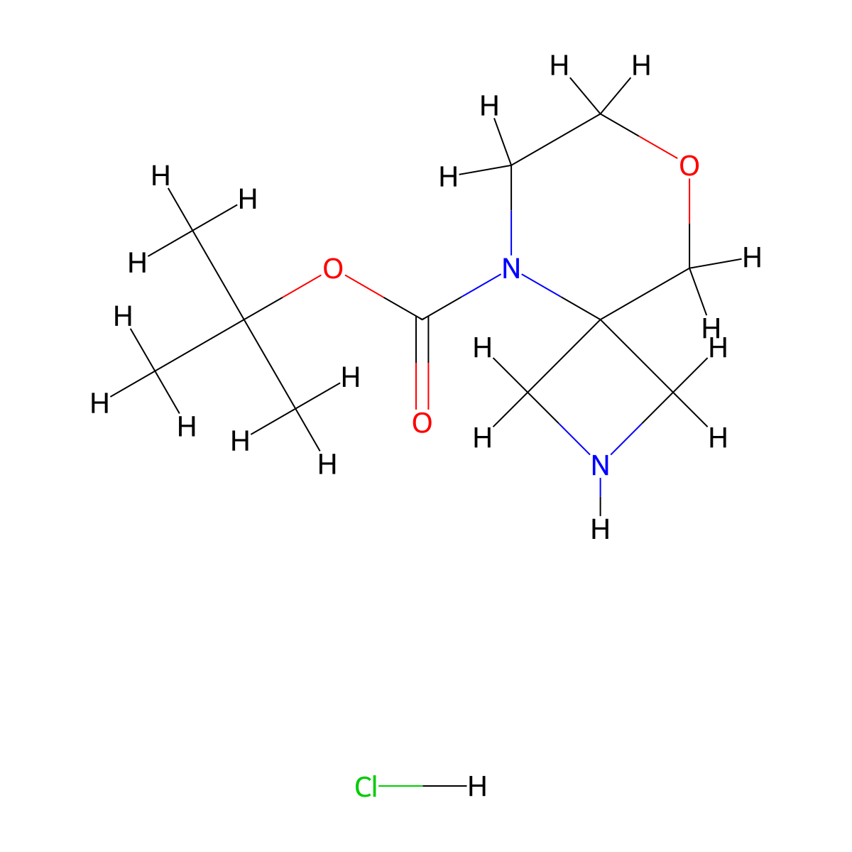 tert-Butyl 8-oxa-2,5-diazaspiro[3.5]nonane-5-carboxylate hydrochloride molecular structure, CAS 2702323-52-0