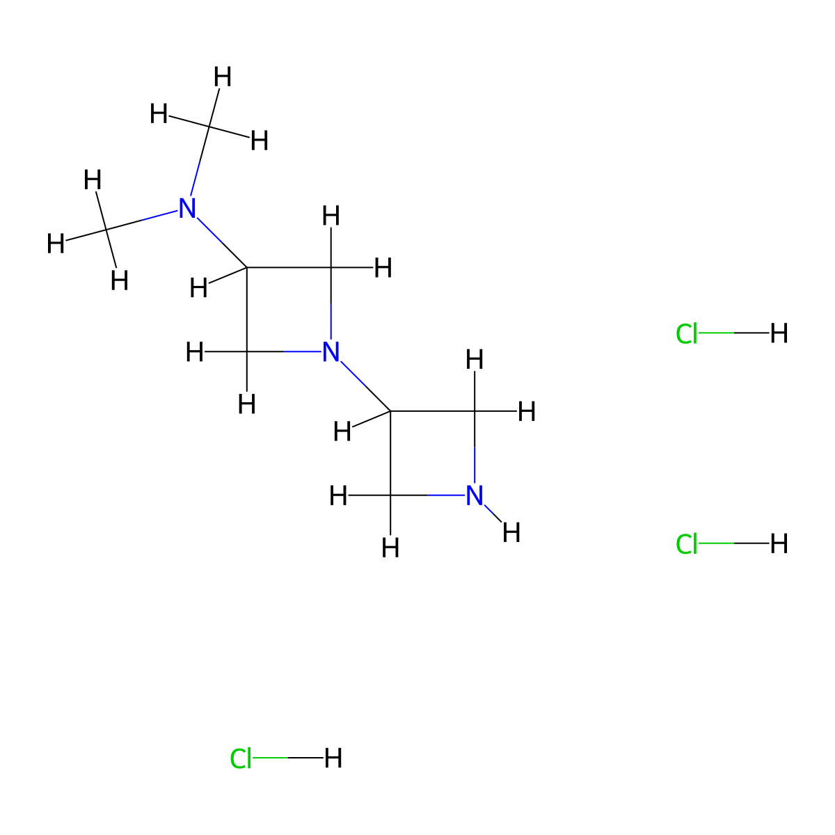 1-(Azetidin-3-yl)-N,N-dimethyl-azetidin-3-amine trihydrochloride molecular structure, CAS 2702323-53-1