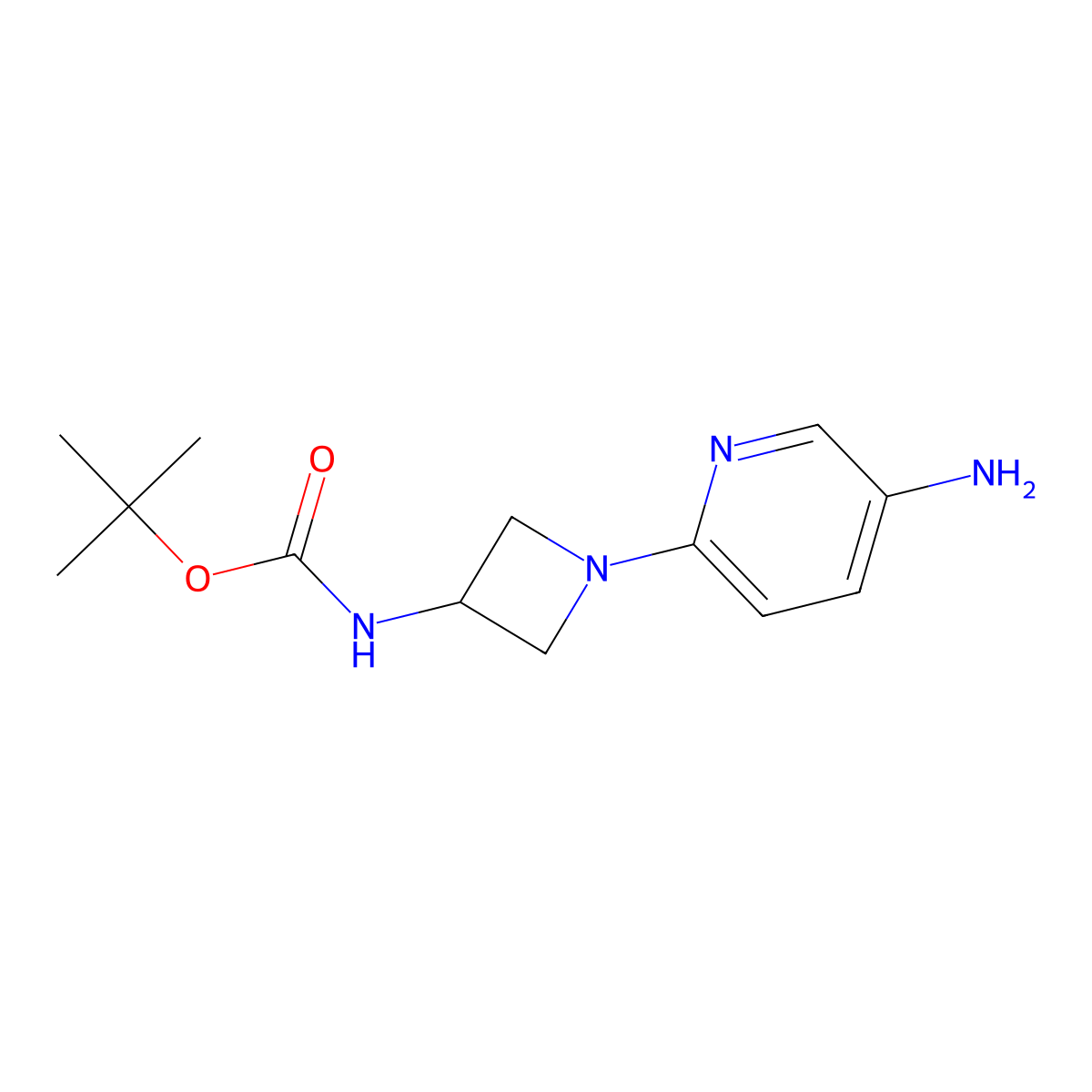 tert-butyl N-[1-(5-aminopyridin-2-yl)azetidin-3-yl]carbamate molecular structure, CAS 2702331-78-8