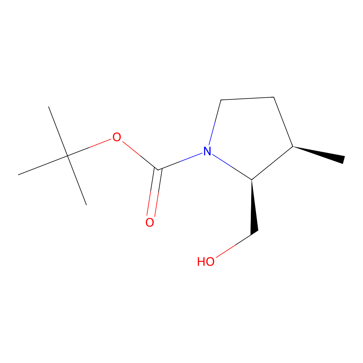 Cis-tert-butyl 2-(hydroxymethyl)-3-methylpyrrolidine-1-carboxylate molecular structure, CAS 2702332-14-5