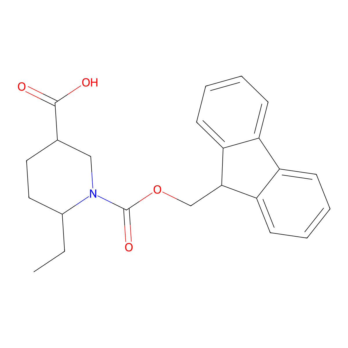 6-ethyl-1-{[(9H-fluoren-9-yl)methoxy]carbonyl}piperidine-3-carboxylic acid molecular structure, CAS 2702366-78-5