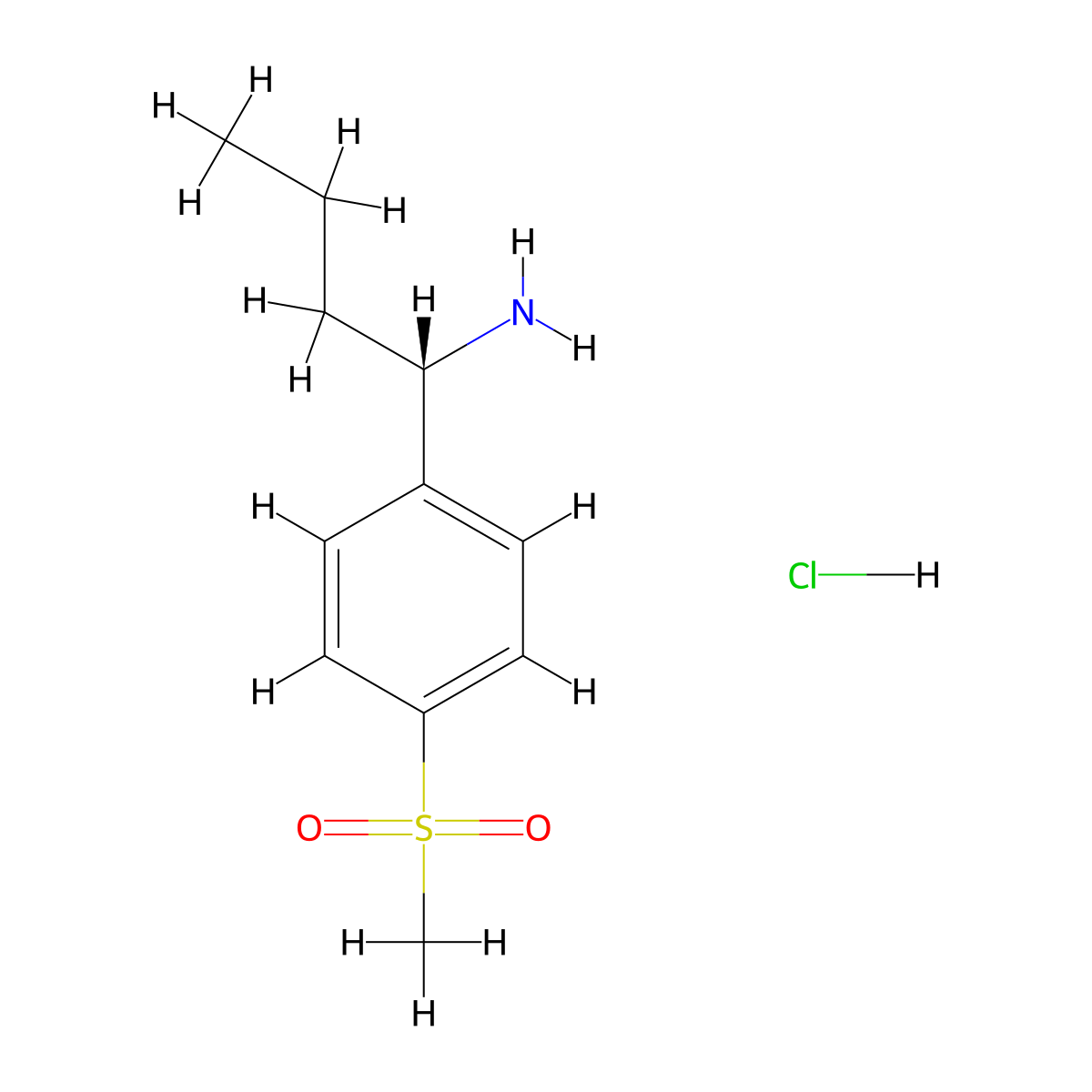 (1S)-1-(4-Methanesulfonylphenyl)butan-1-amine hydrochloride molecular structure, CAS 2702419-51-8