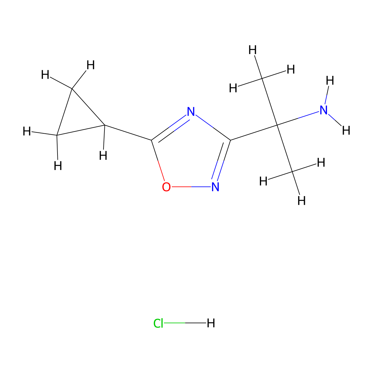 2-(5-Cyclopropyl-1,2,4-oxadiazol-3-yl)propan-2-amine;hydrochloride molecular structure, CAS 2702434-26-0