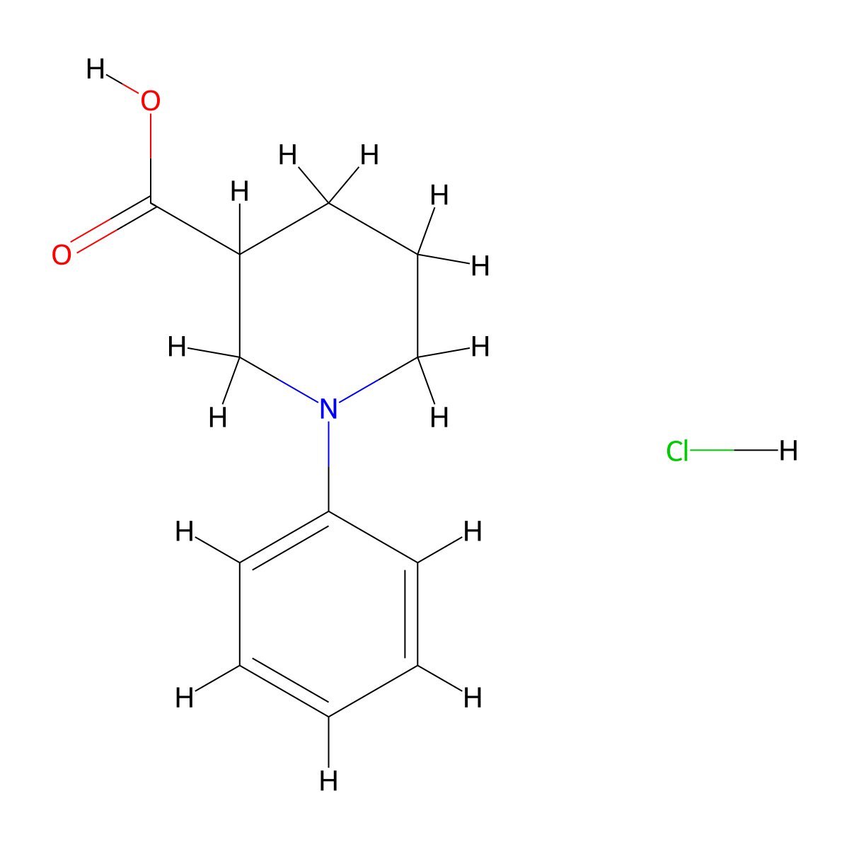 1-Phenylpiperidine-3-carboxylic acid hydrochloride molecular structure, CAS 2702434-37-3