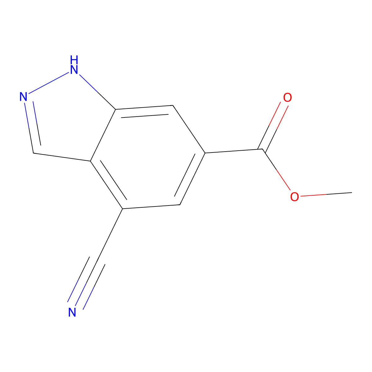 Methyl 4-cyano-1H-indazole-6-carboxylate molecular structure, CAS 2702437-79-2
