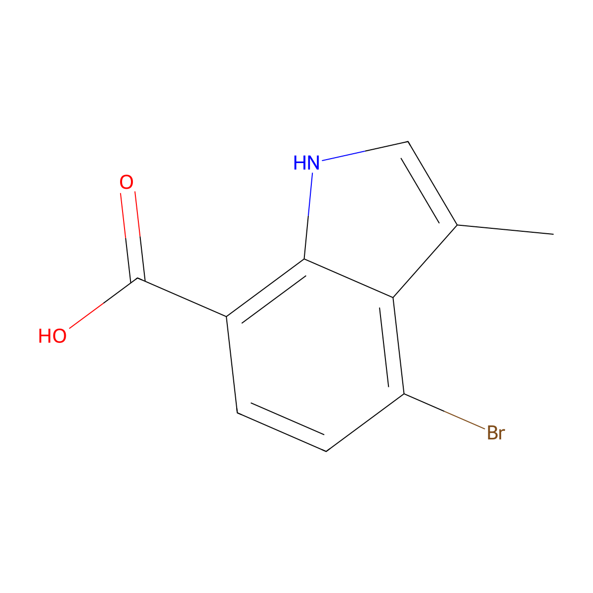 4-Bromo-3-methyl-1H-indole-7-carboxylic acid molecular structure, CAS 2702438-01-3