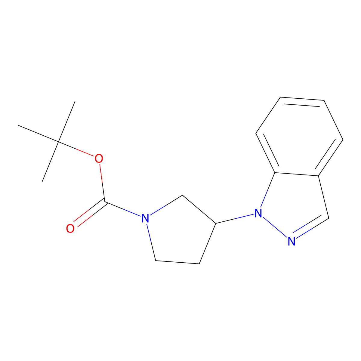 Tert-butyl 3-indazol-1-ylpyrrolidine-1-carboxylate molecular structure, CAS 2702457-70-1