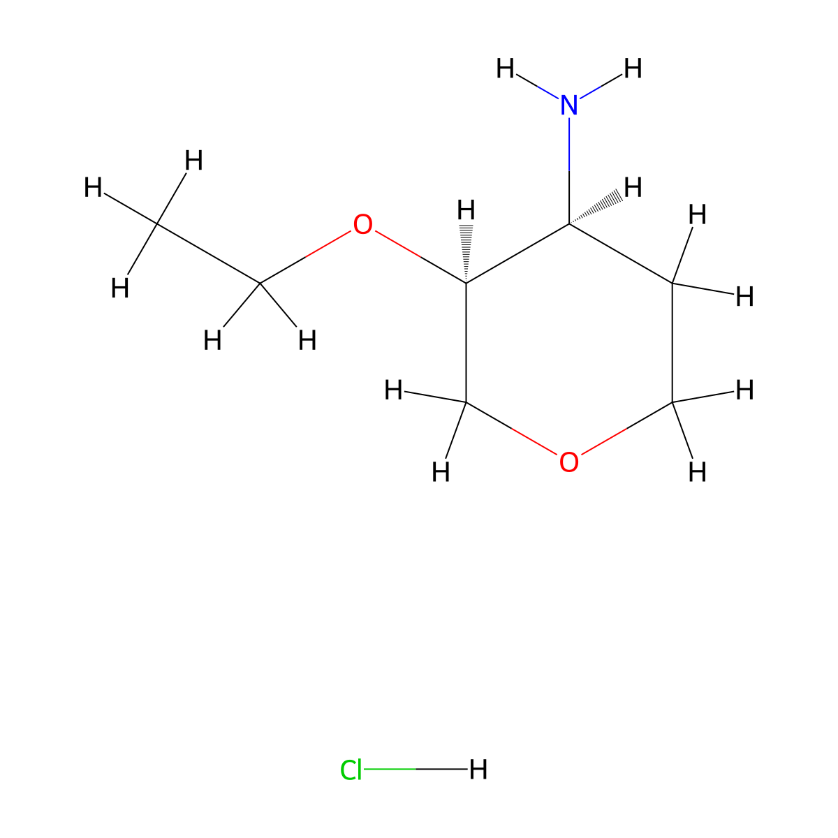 cis-3-Ethoxytetrahydropyran-4-amine;hydrochloride molecular structure, CAS 2702457-73-4