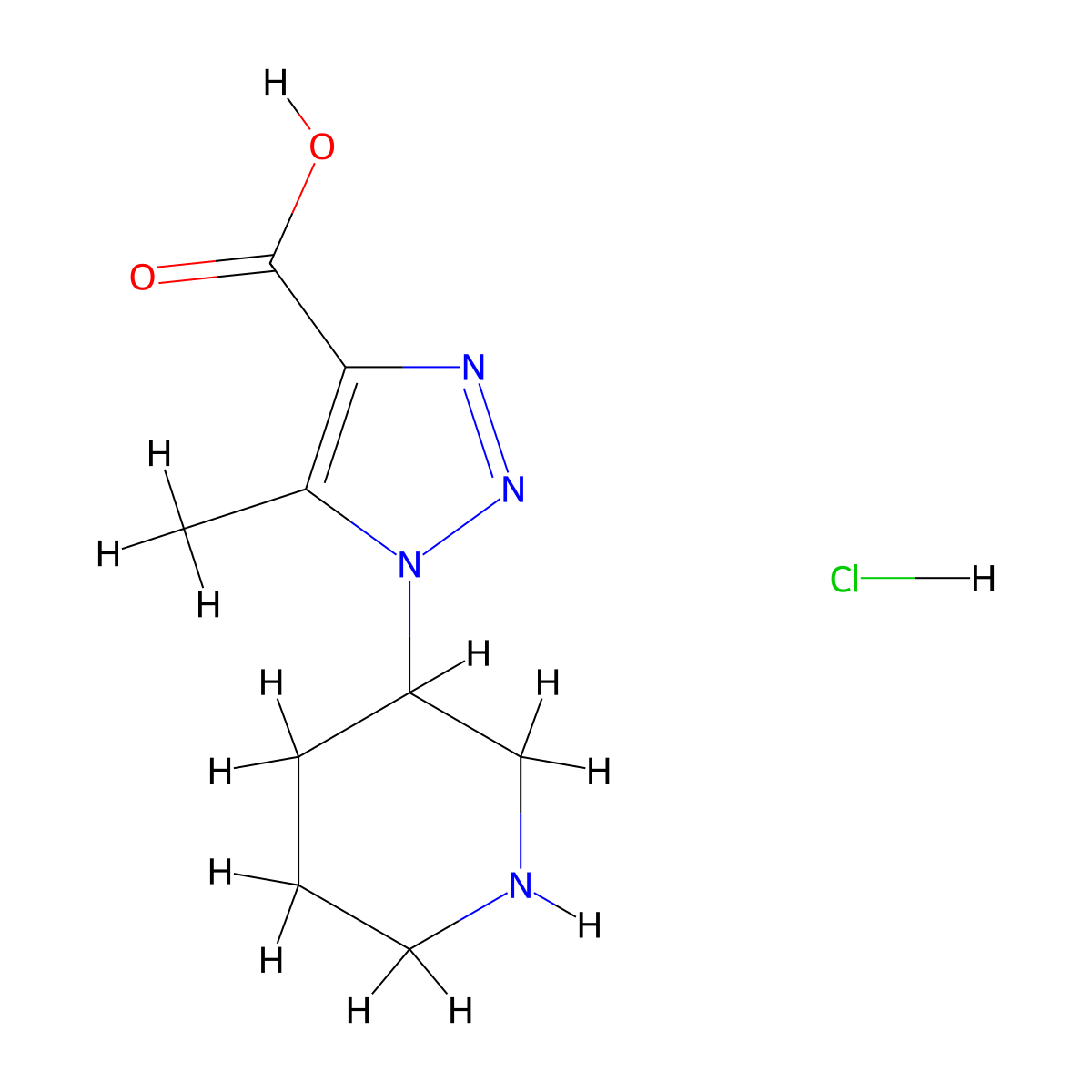 5-methyl-1-(piperidin-3-yl)-1H-1,2,3-triazole-4-carboxylic acid hydrochloride molecular structure, CAS 2702473-18-3