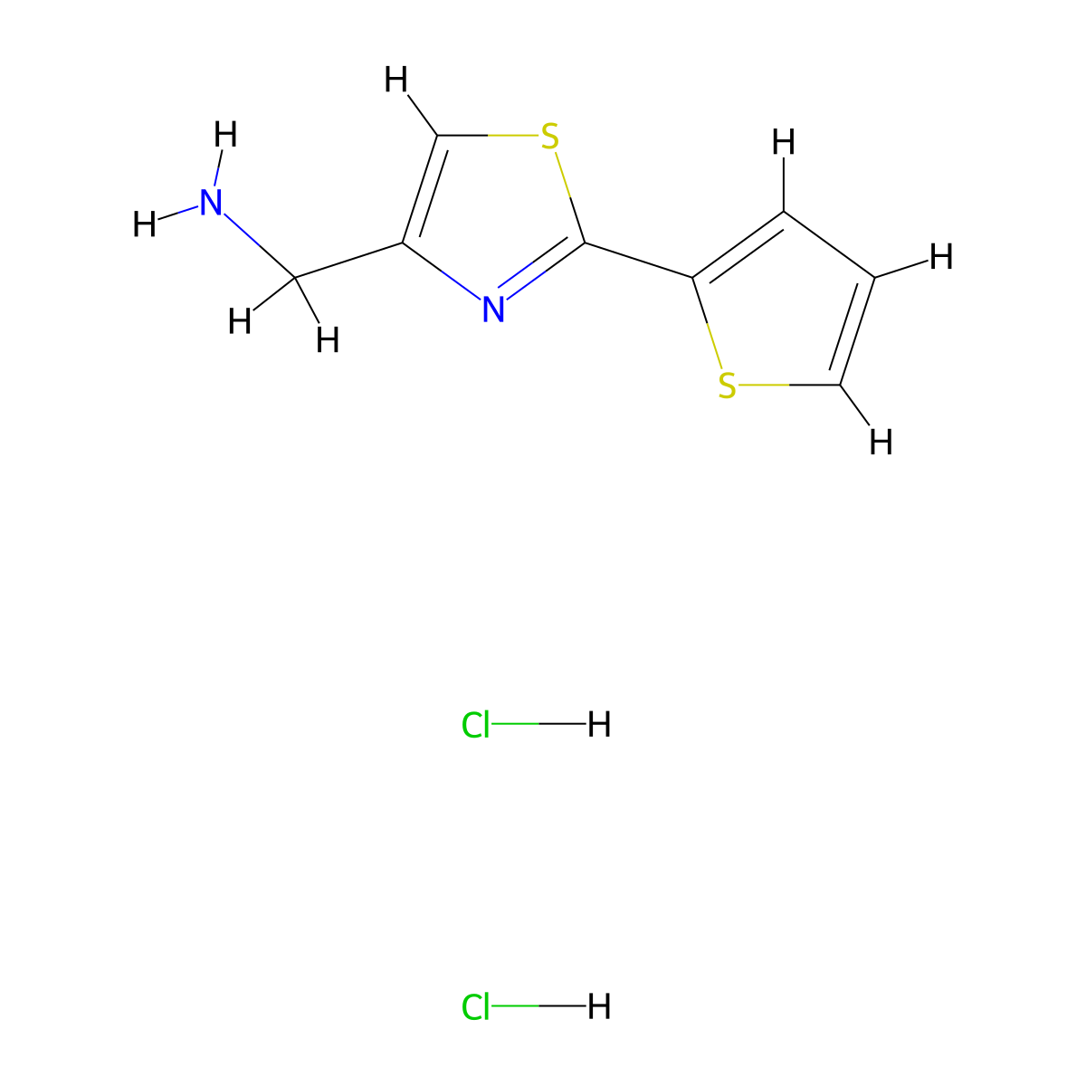 1-[2-(Thiophen-2-yl)-1,3-thiazol-4-yl]methanamine dihydrochloride molecular structure, CAS 2702474-50-6