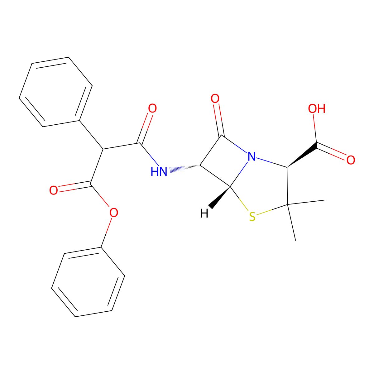 Carfecillin molecular structure, CAS 27025-49-6