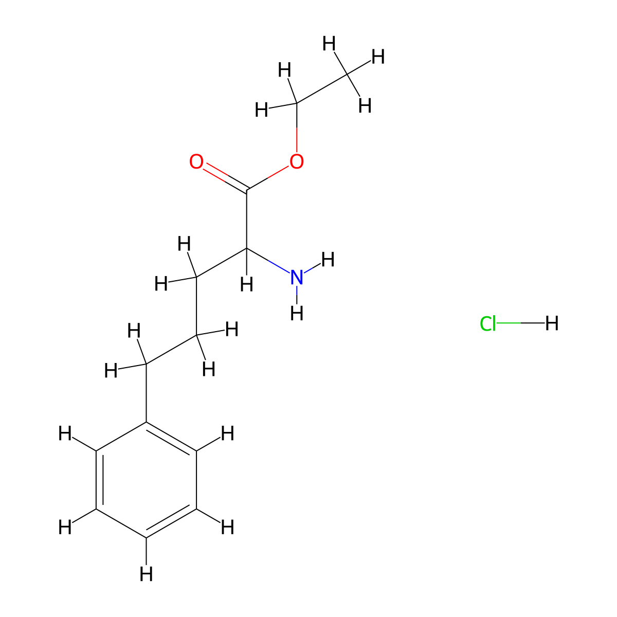 Ethyl 2-amino-5-phenylpentanoate HCl molecular structure, CAS 270250-62-9