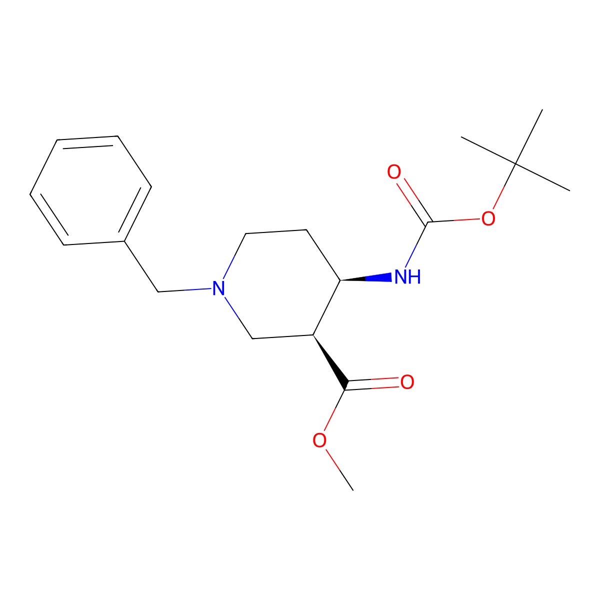cis-Methyl 1-benzyl-4-(boc-amino)piperidine-3-carboxylate molecular structure, CAS 270257-50-6