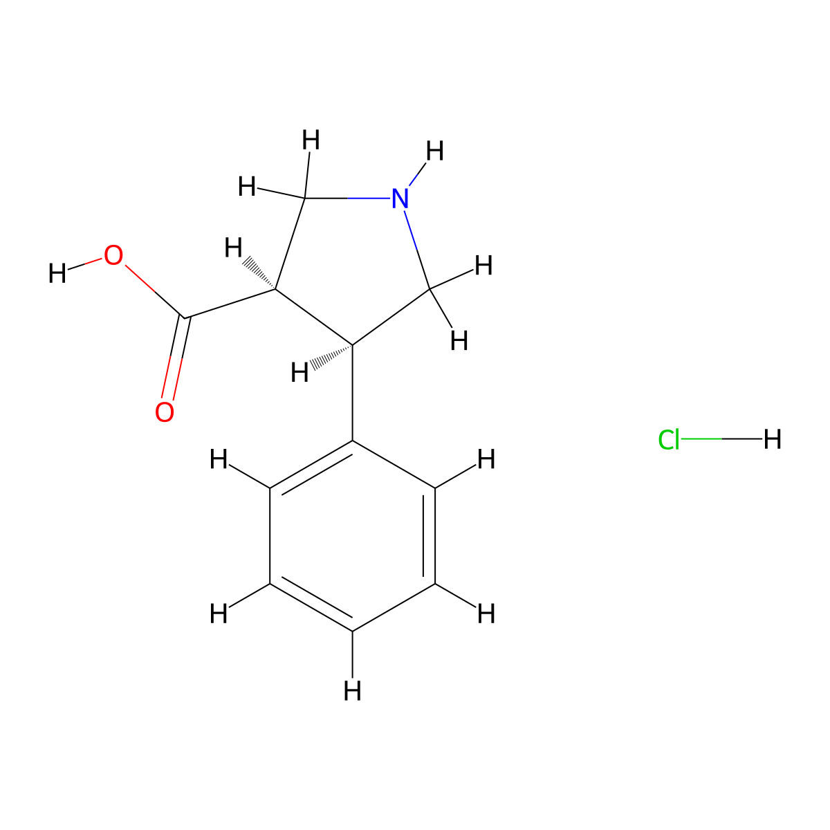 cis-4-Phenylpyrrolidine-3-carboxylic acid hydrochloride molecular structure, CAS 2702588-00-7