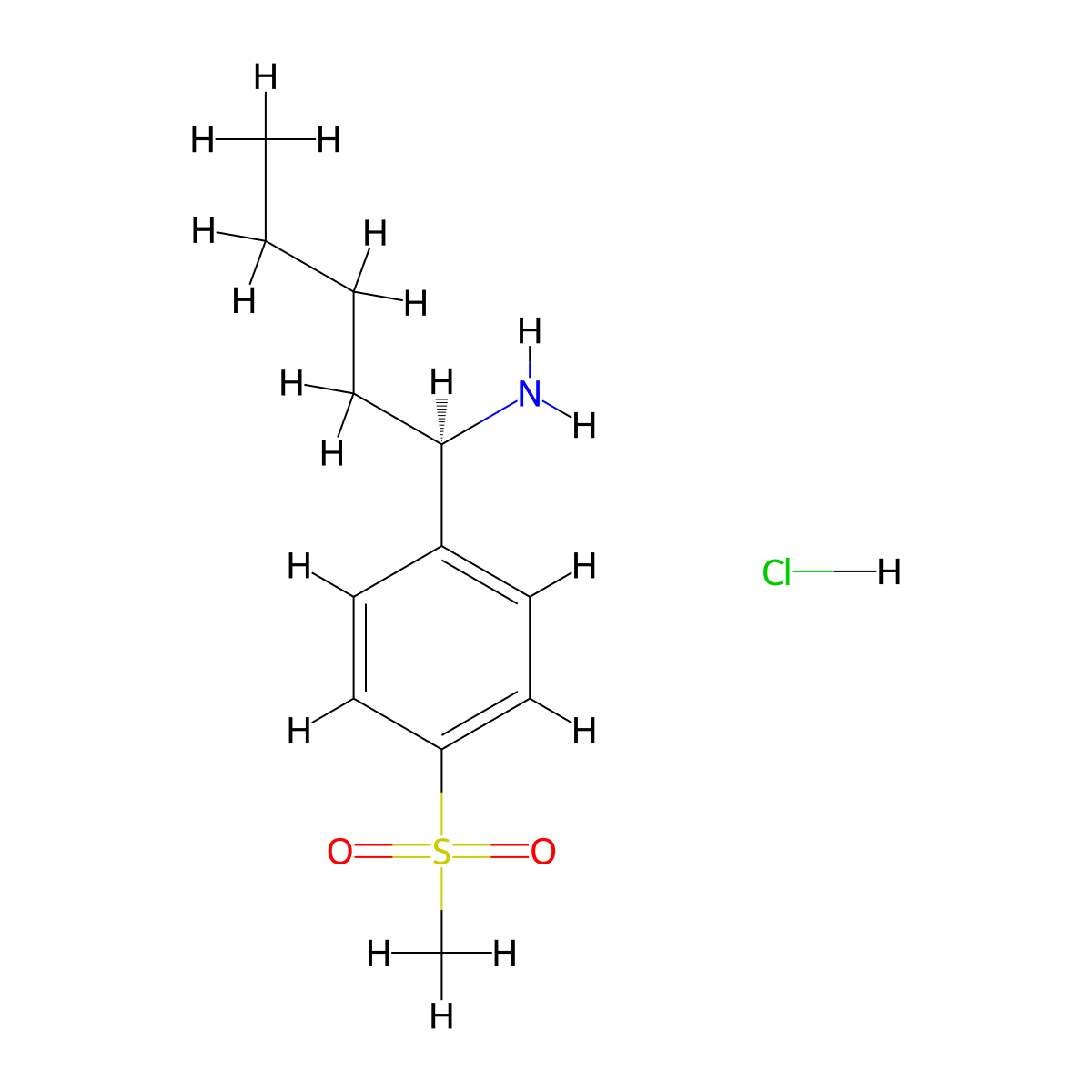 (1R)-1-(4-Methanesulfonylphenyl)pentan-1-amine hydrochloride molecular structure, CAS 2702595-26-2