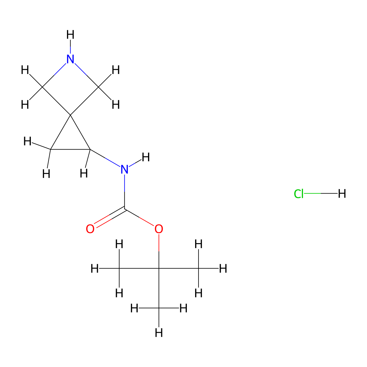 tert-butyl N-(5-azaspiro[2.3]hexan-2-yl)carbamate;hydrochloride molecular structure, CAS 2702615-19-6